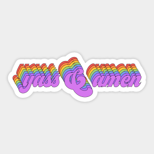 Rainbow meme: Yass & Amen in rainbow retro letters Sticker